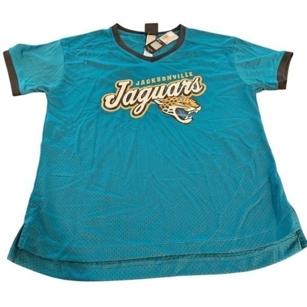 Kids Jacksonville Jaguars NFL Team Apparel Jersey V-Neck Teal Gold Size S NWT